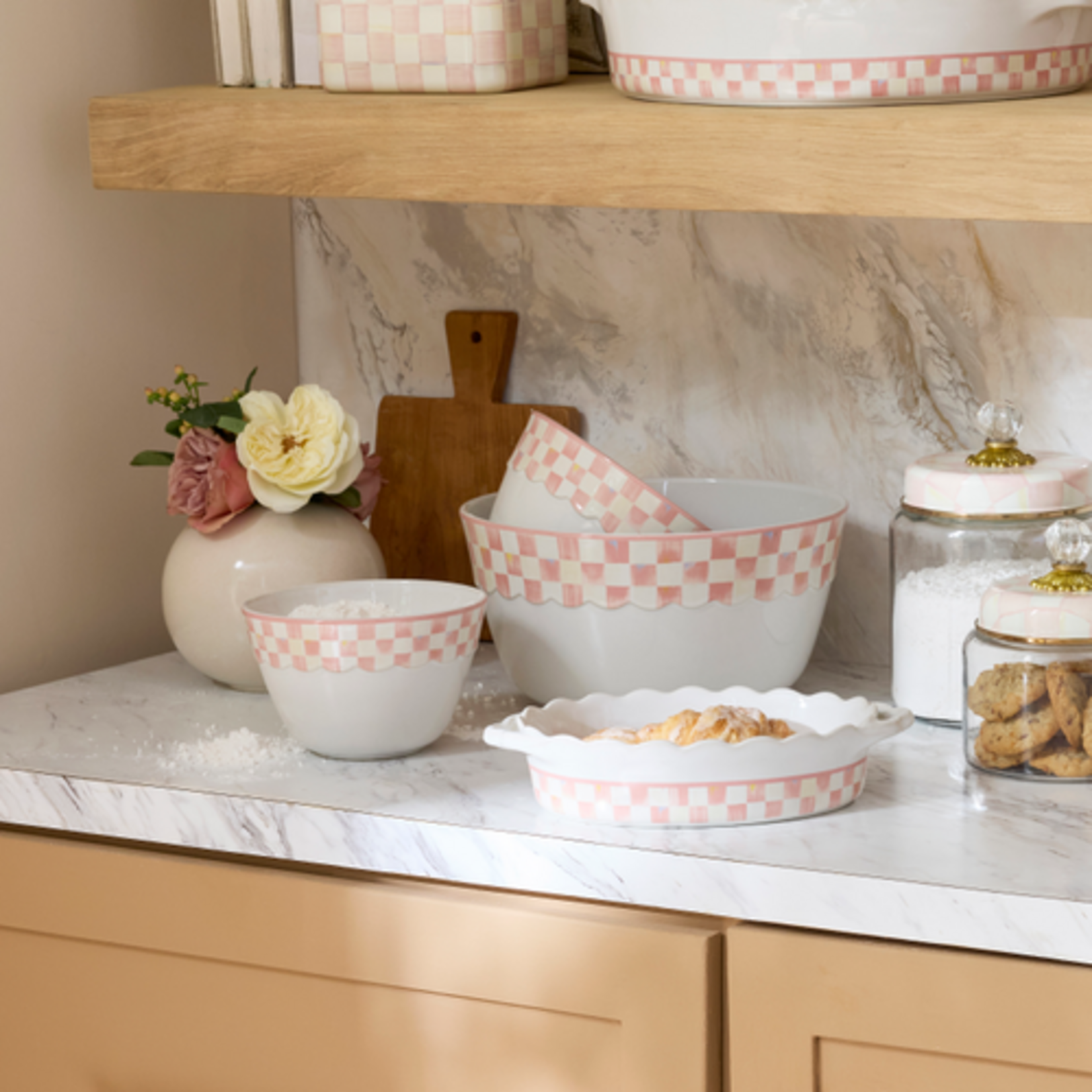 MacKenzie-Childs rosy check everyday mixing bowls, set of 3