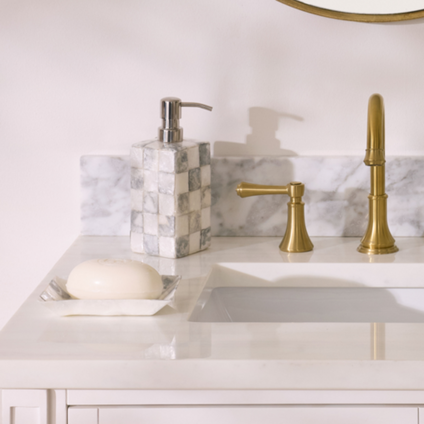 MacKenzie-Childs sterling check capiz soap dish