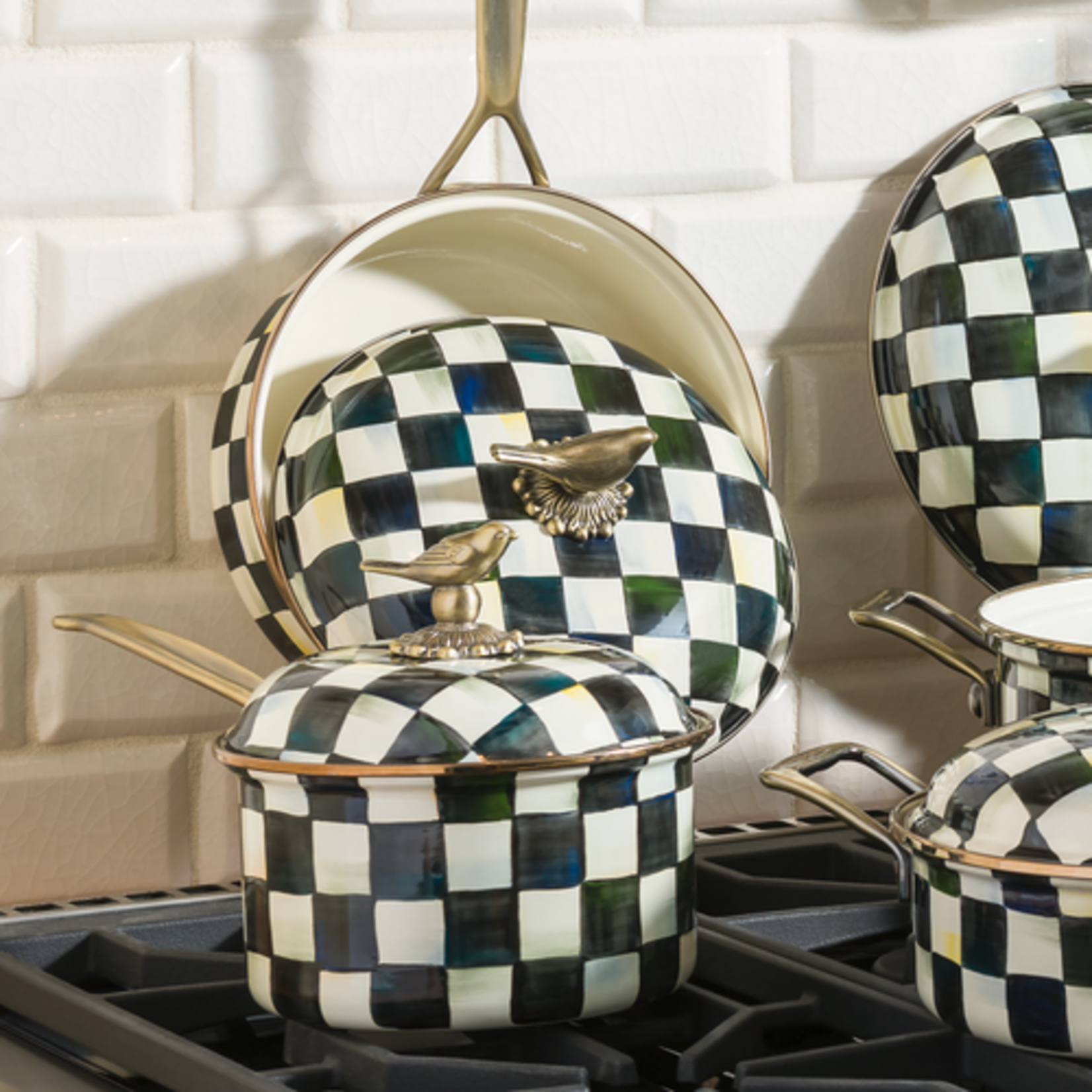 MacKenzie-Childs courtly check 2.5 quart saucepan