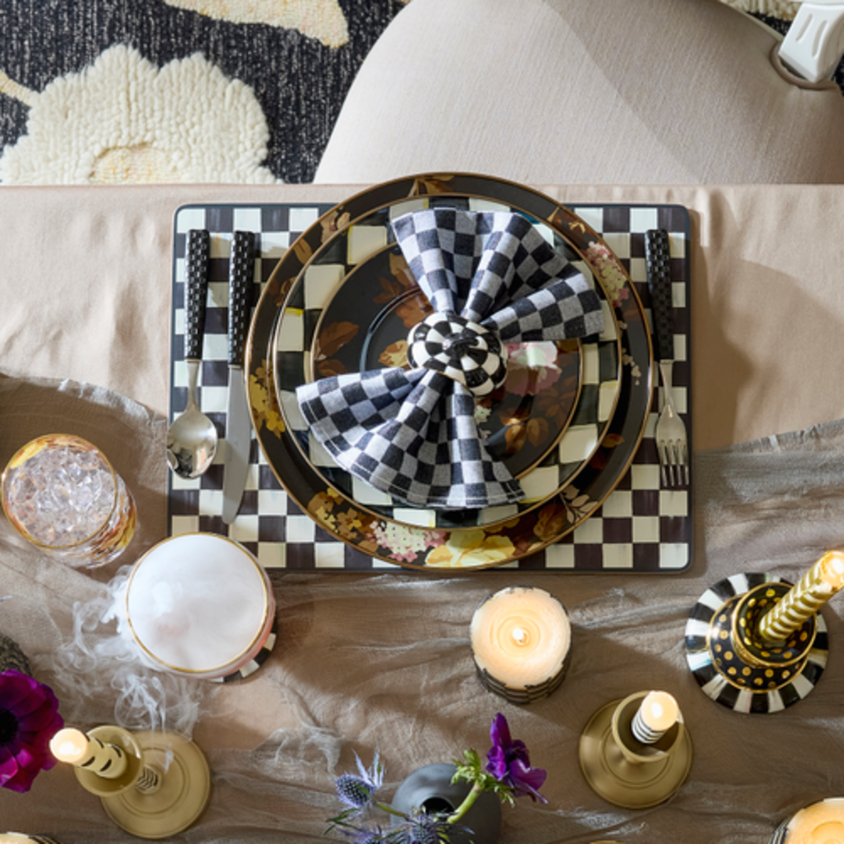 MacKenzie-Childs courtly checked cork back placemat, set of 4