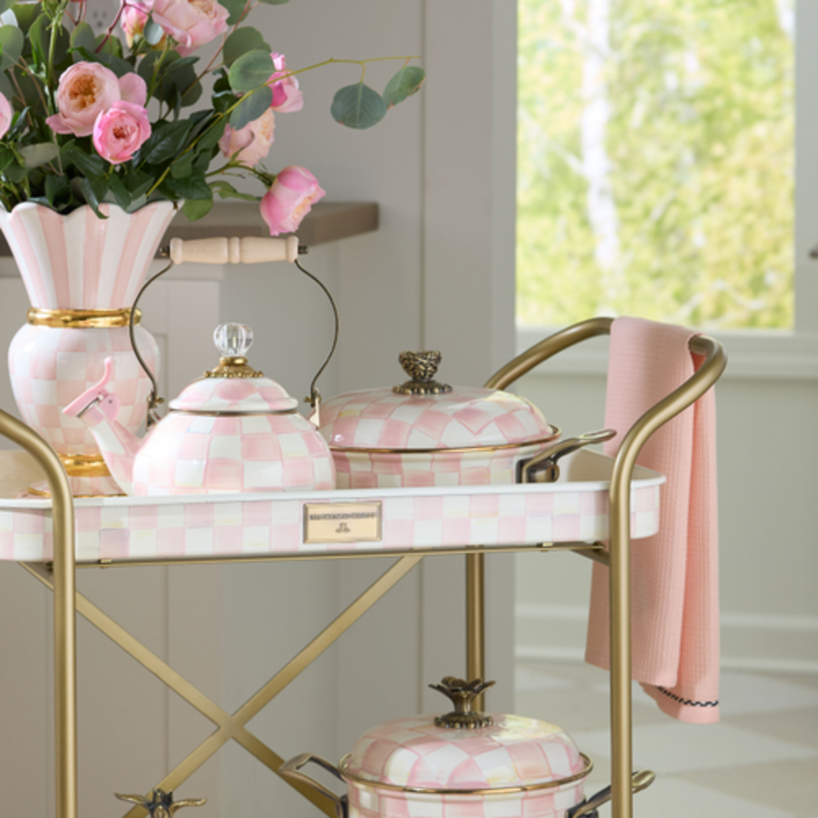 MacKenzie-Childs rosy check 3 qt. casserole