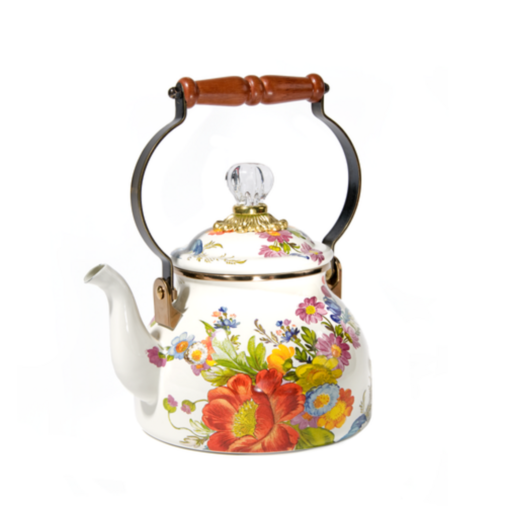 MacKenzie-Childs white flower market 2 quart tea kettle