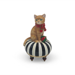 MacKenzie-Childs holiday cat on tuffet figurine