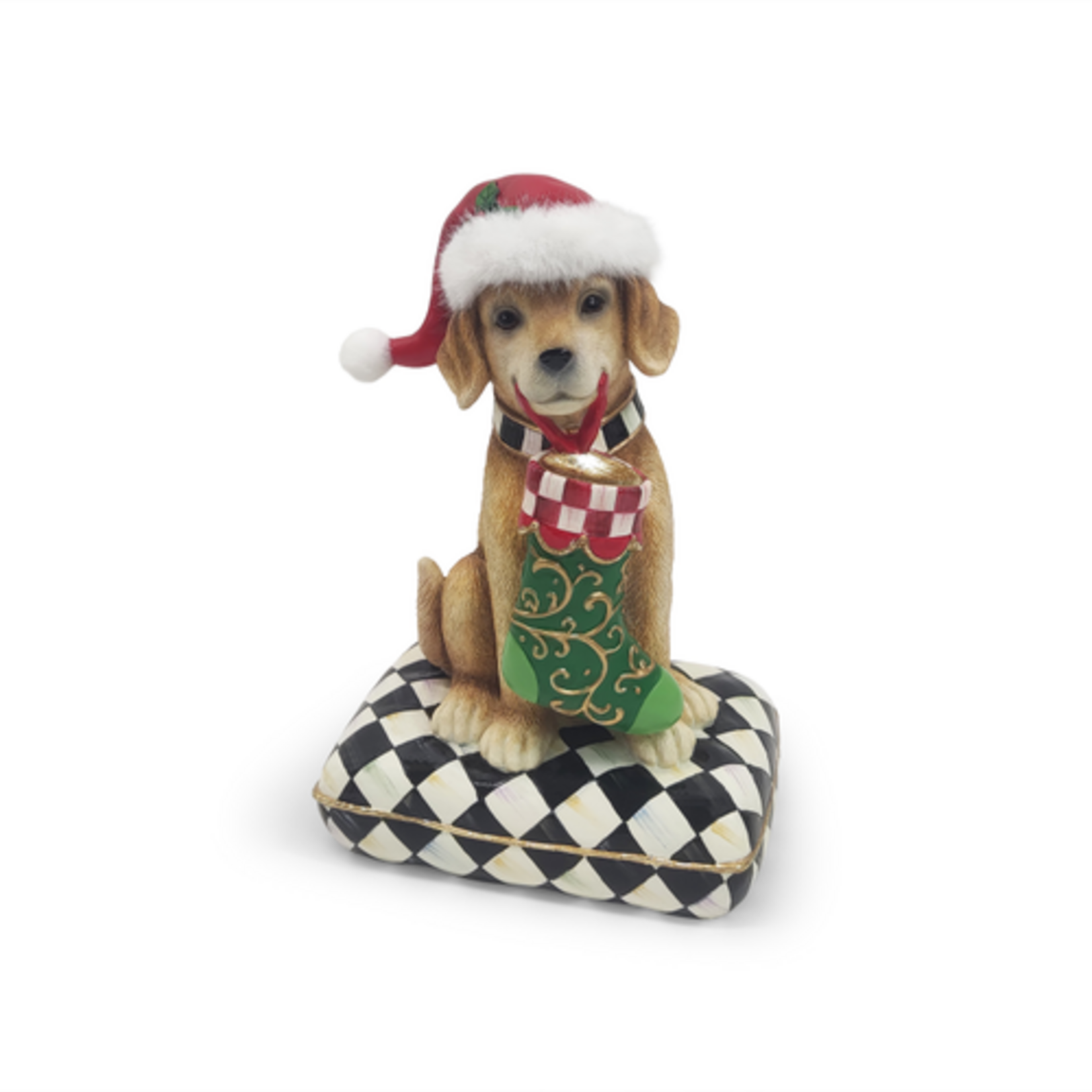 MacKenzie-Childs holiday lab dog on pillow figurine