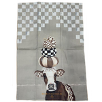 MacKenzie-Childs mocha cow printed dish towel