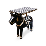 MacKenzie-Childs courtly check carved horse table