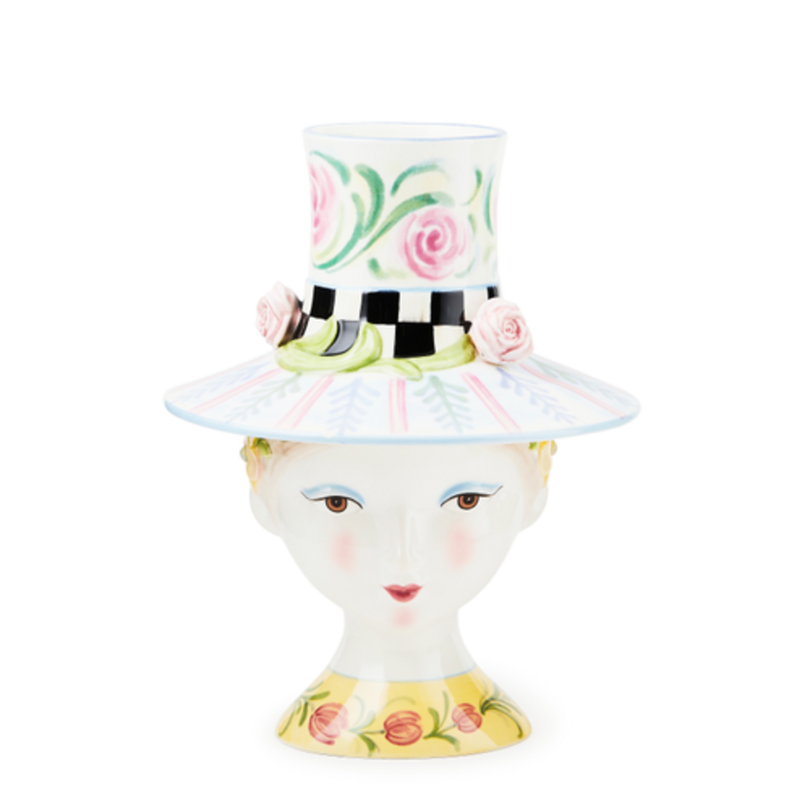 MacKenzie-Childs rosy meadow lady rose lidded vase