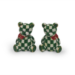 MacKenzie-Childs emerald check holiday bear salt & pepper set