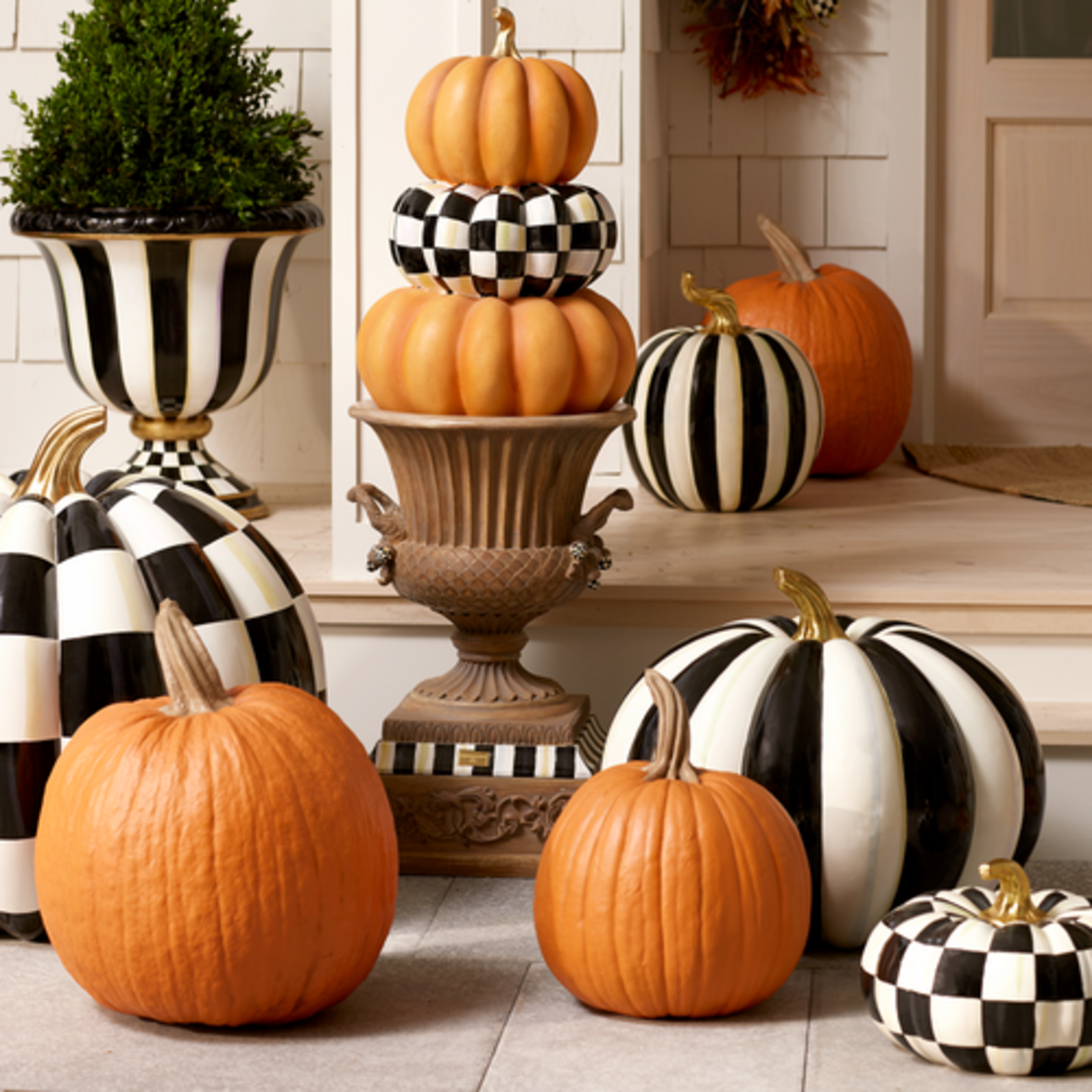 MacKenzie-Childs courtly stripe outdoor trophy pumpkin