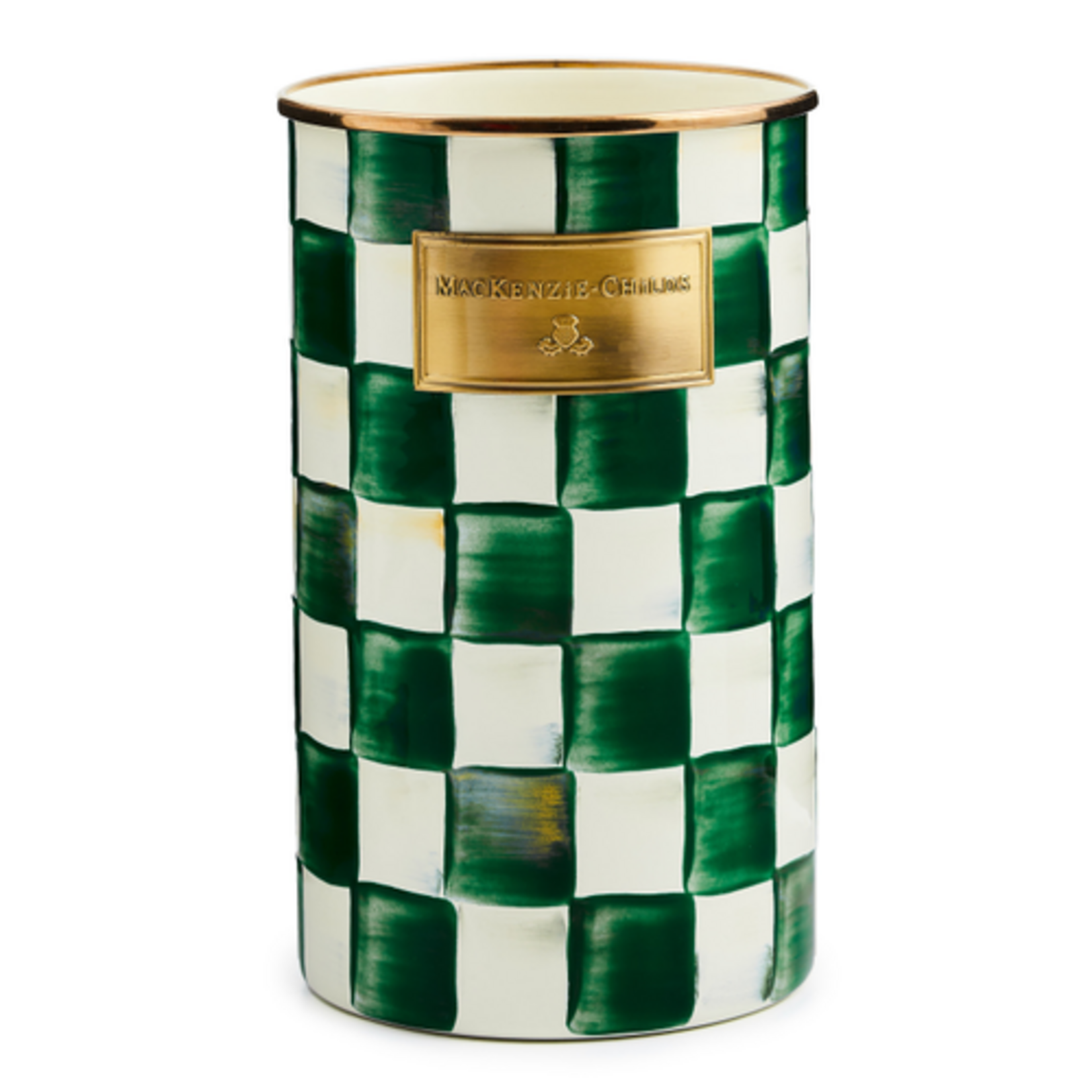 MacKenzie-Childs emerald check utensil holder