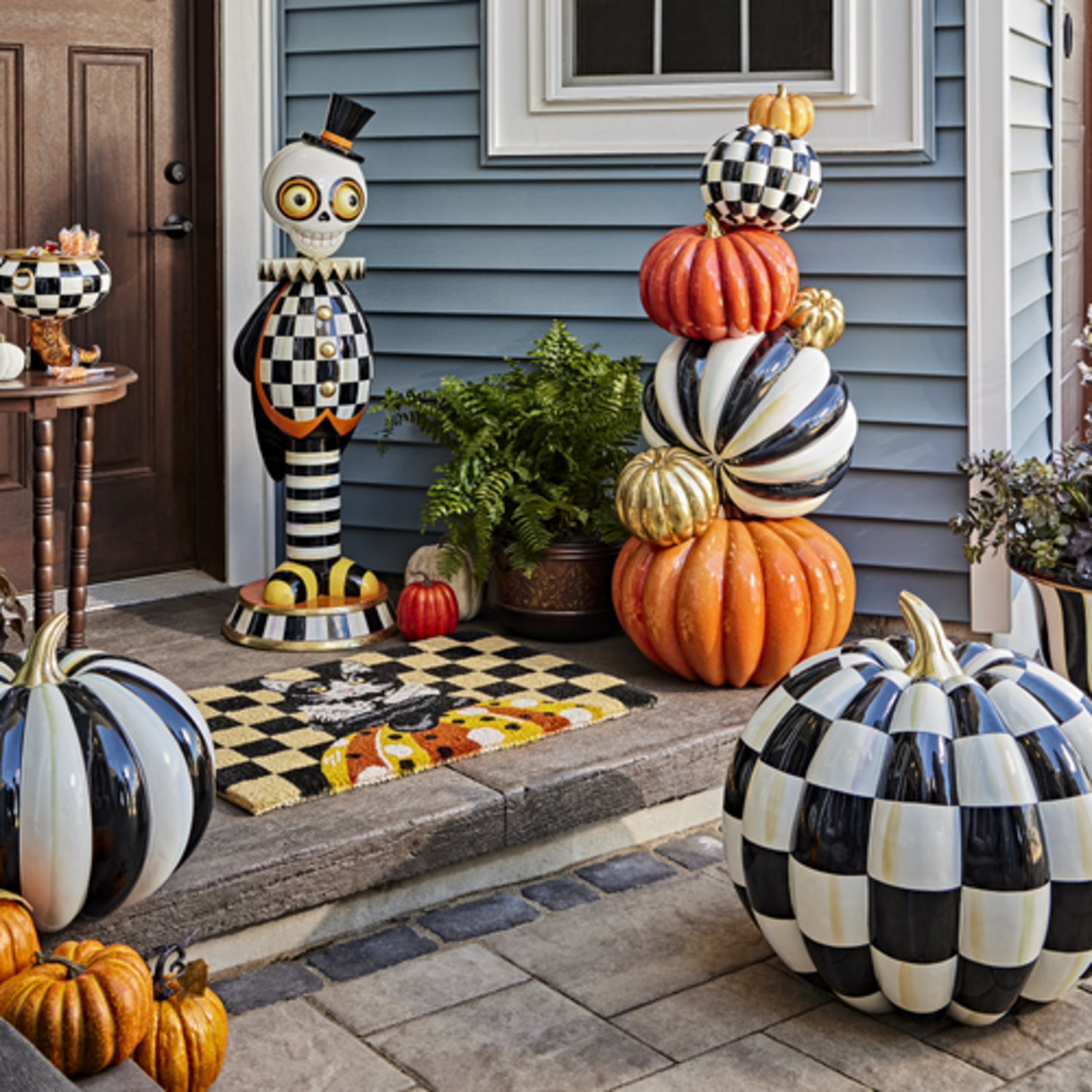 MacKenzie-Childs courtly check outdoor pumpkin