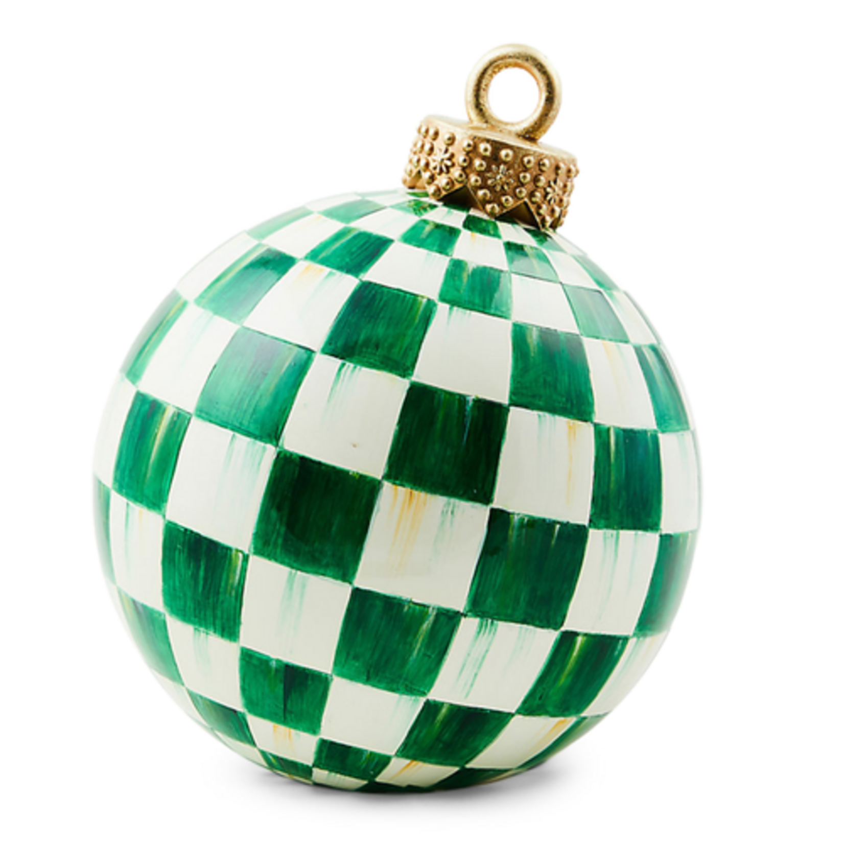 MacKenzie-Childs green check large tabletop ornament