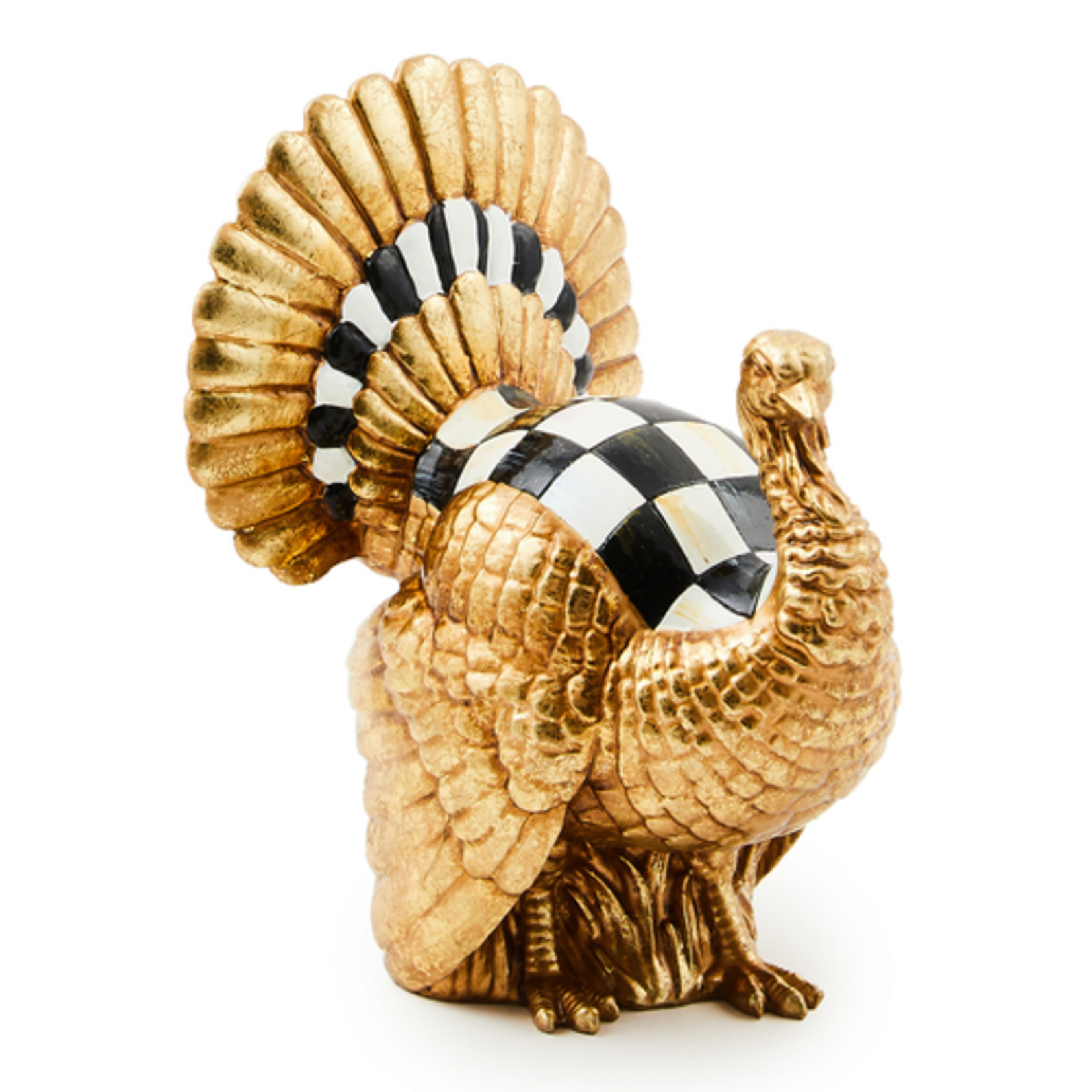 MacKenzie-Childs courtly check mini gold turkey figurine