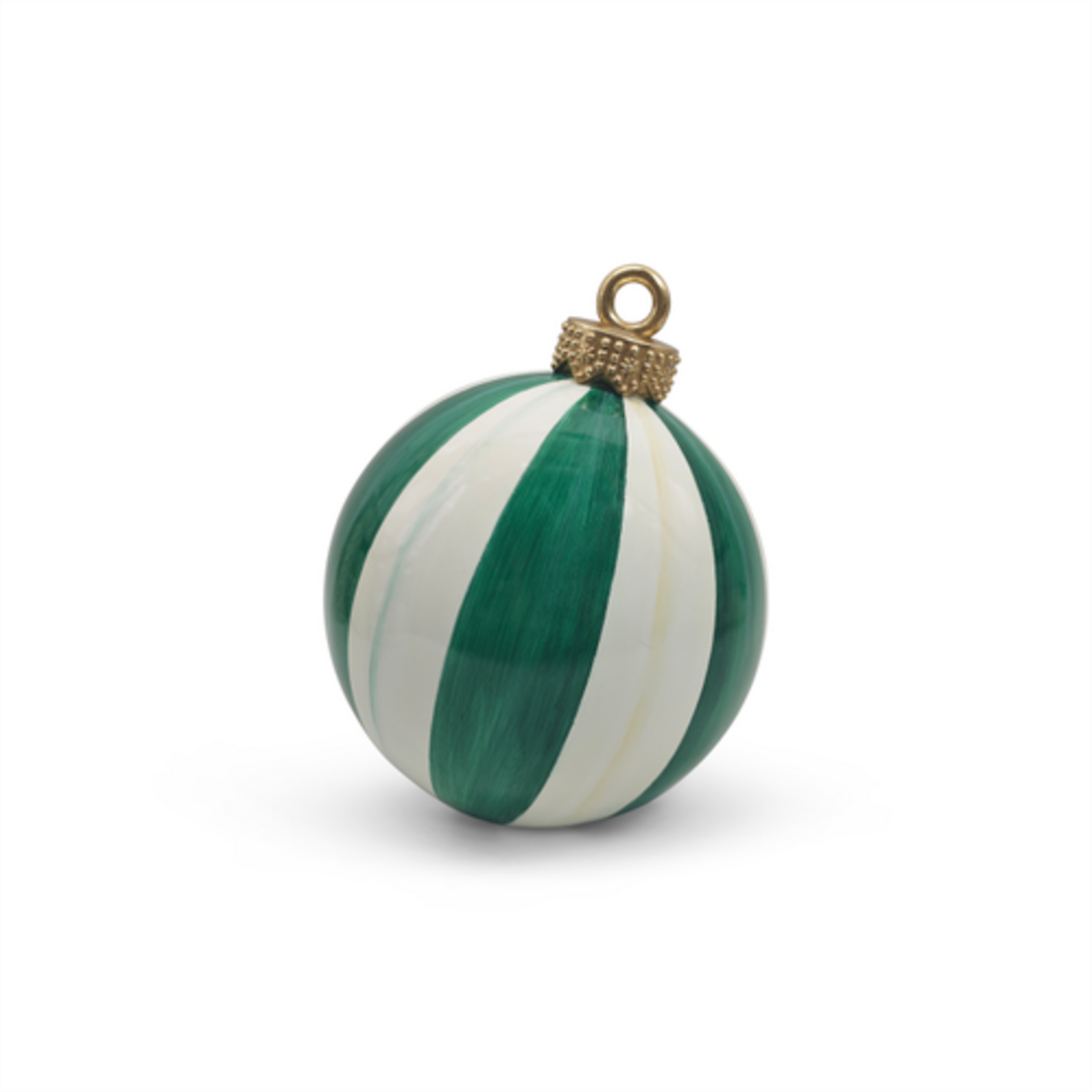 MacKenzie-Childs green stripe medium tabletop ornament