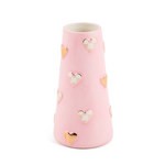 MacKenzie-Childs rosy check short heart vase