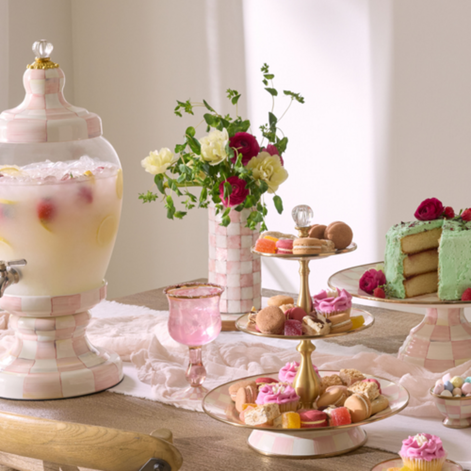 MacKenzie-Childs rosy check capiz small vase