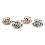 MacKenzie-Childs sweetheart espresso cup & saucer, set of 4