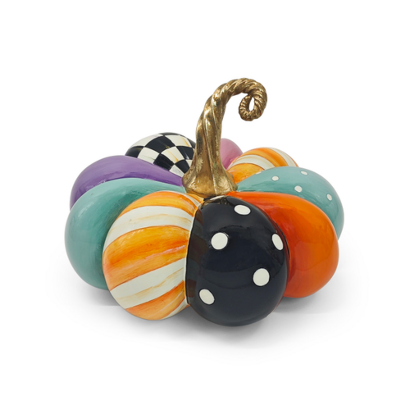 MacKenzie-Childs whimsy patchwork small squashed pumpkin