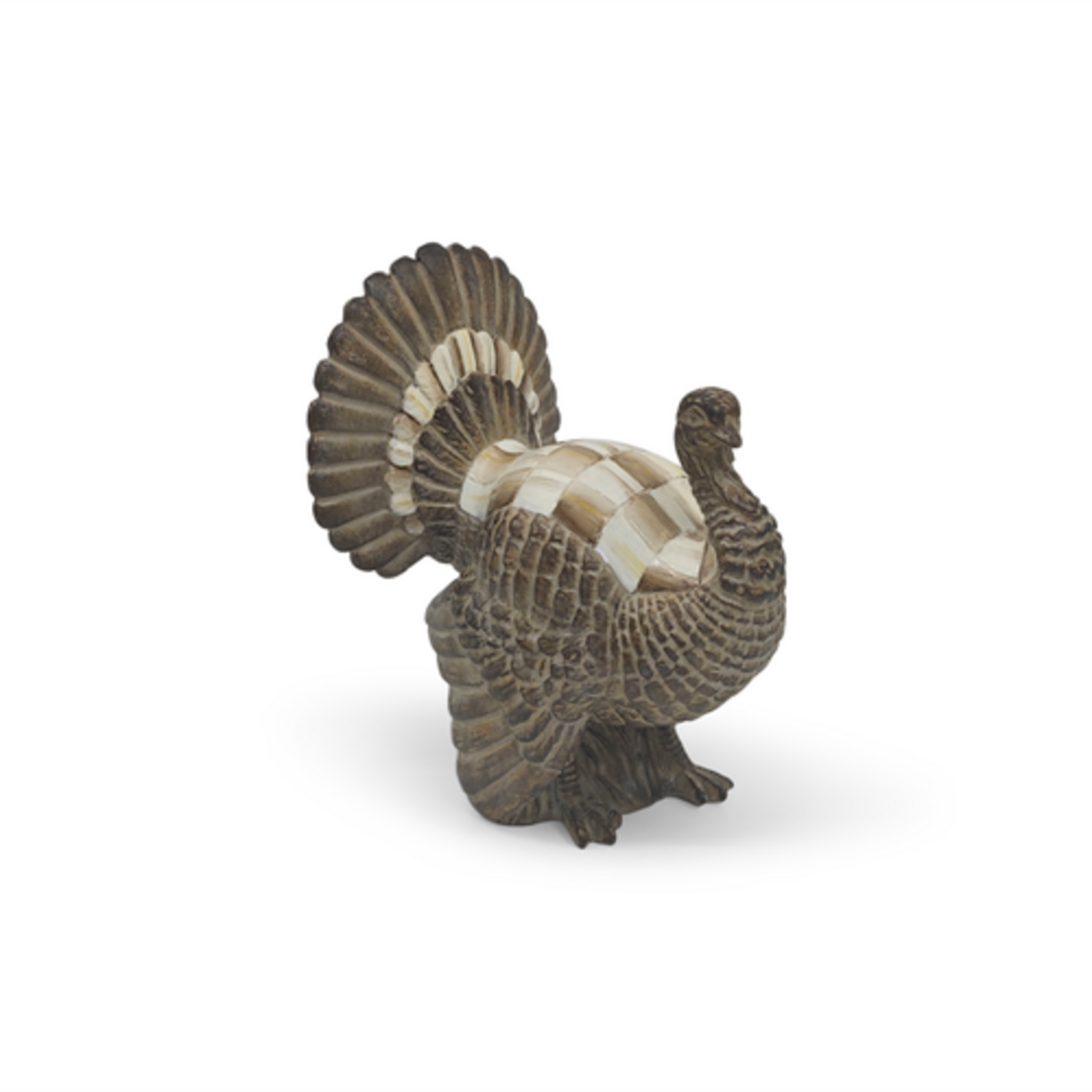 MacKenzie-Childs mocha check mini turkey figurine