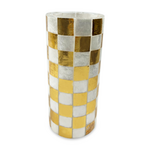 MacKenzie-Childs gold check capiz small vase
