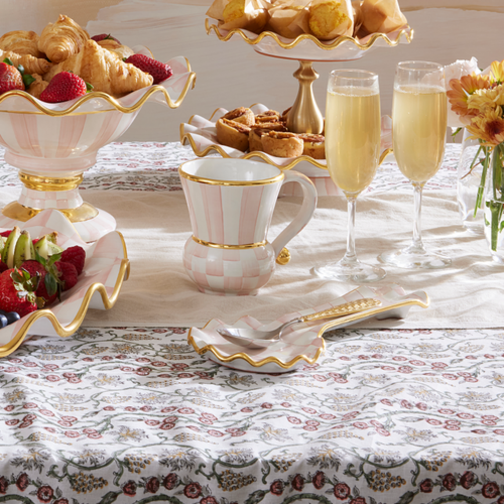 MacKenzie-Childs Rosy Check Ceramic Spoon Rest