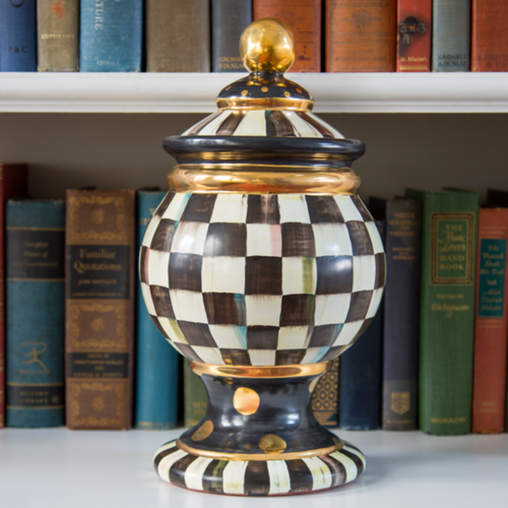 MacKenzie-Childs courtly check ceramic globe canister