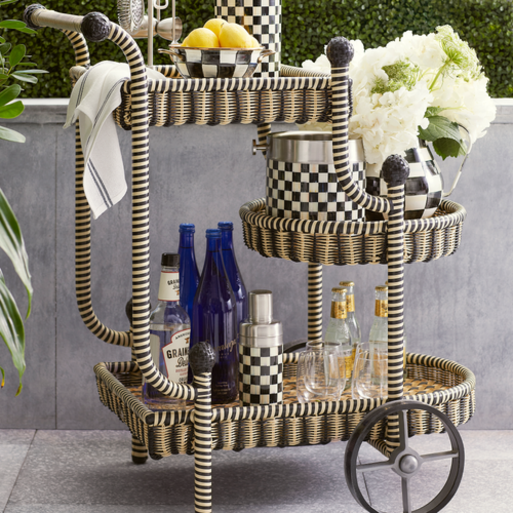 MacKenzie-Childs courtyard bar cart