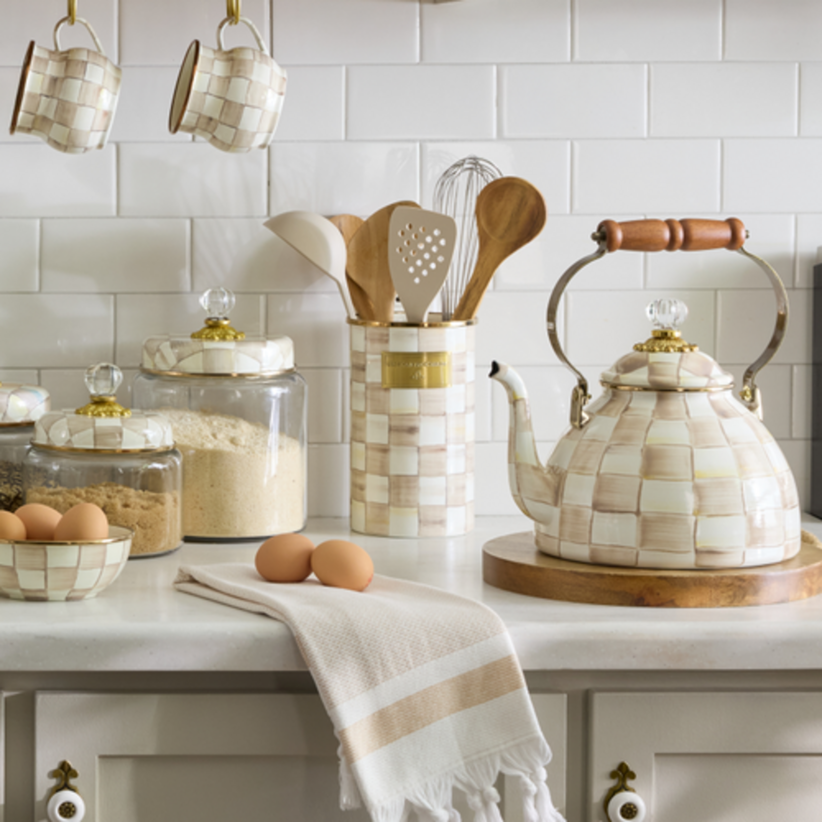 MacKenzie-Childs mocha check slotted spatula