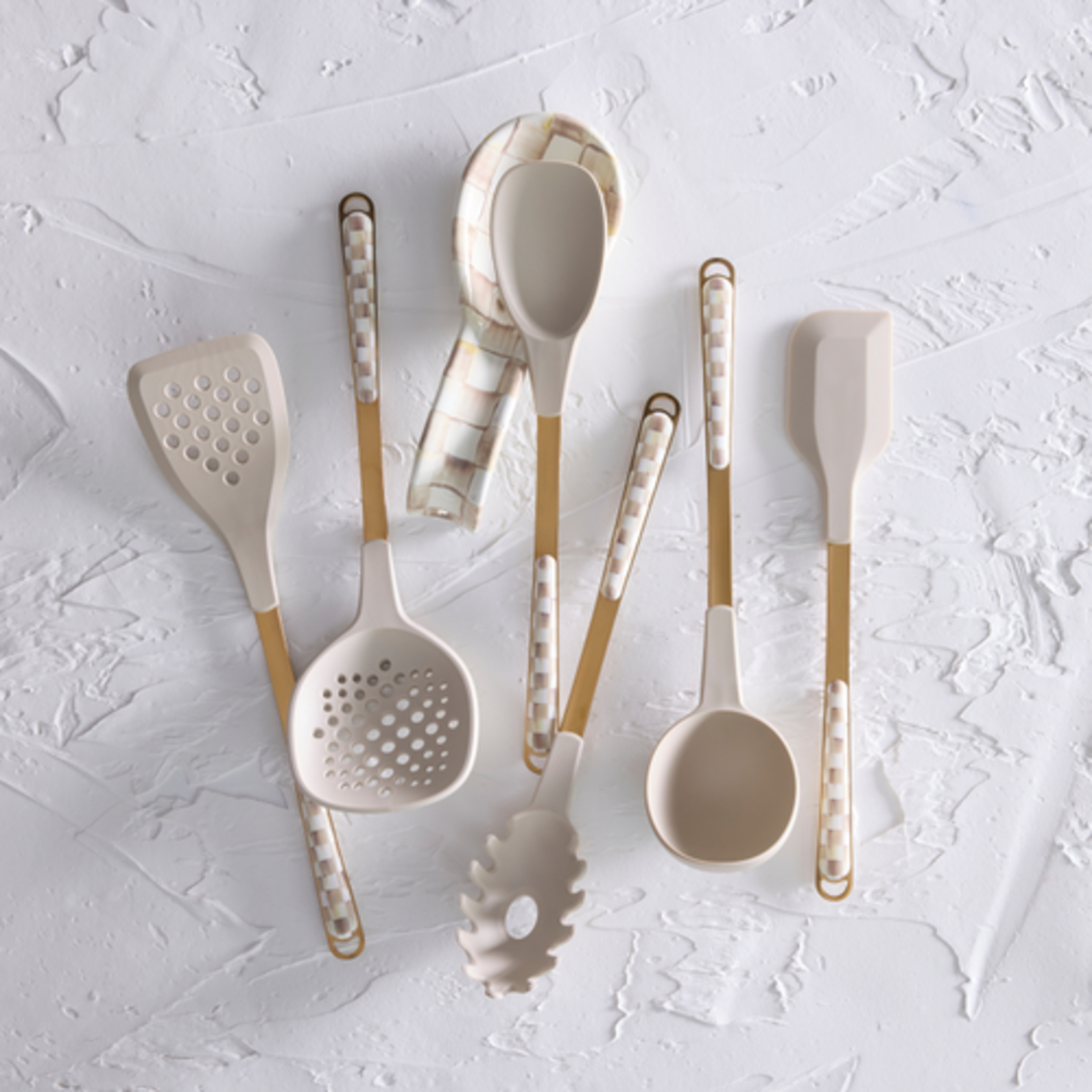 MacKenzie-Childs mocha check pasta spoon