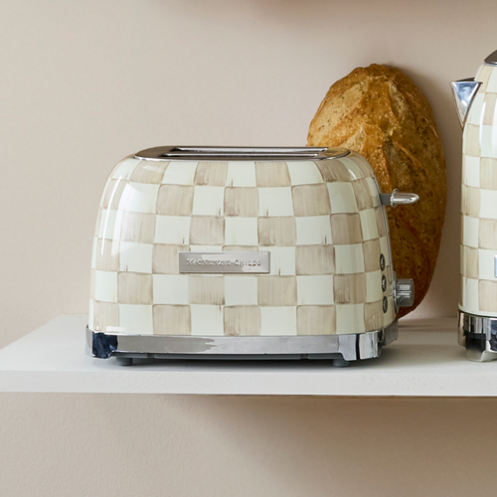 MacKenzie-Childs mocha check 2-slice toaster