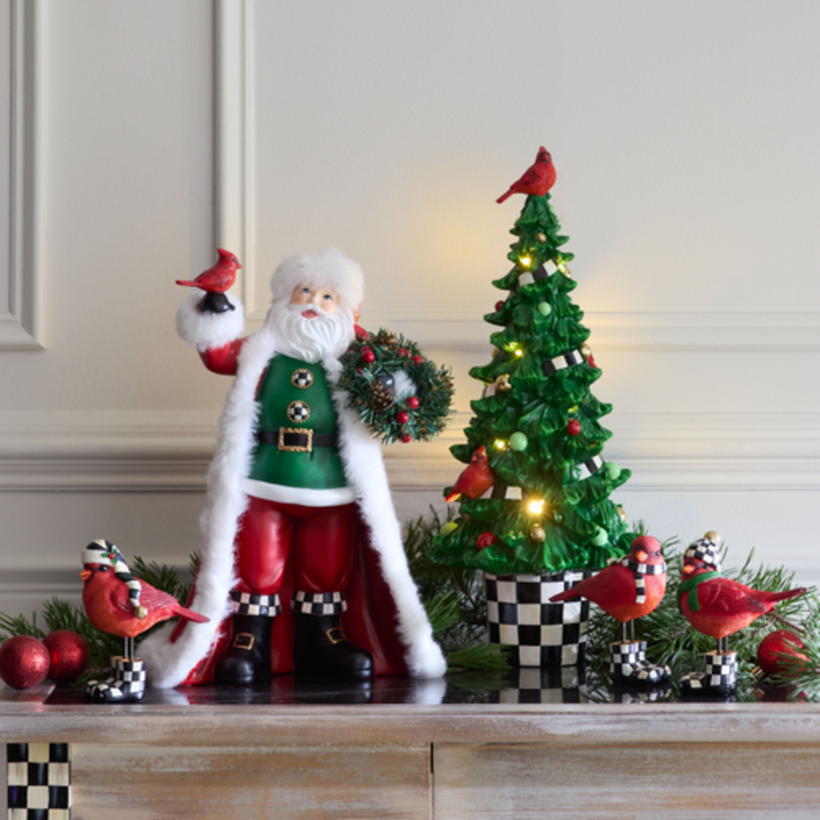 MacKenzie-Childs Cozy Christmas Santa with Cardinal