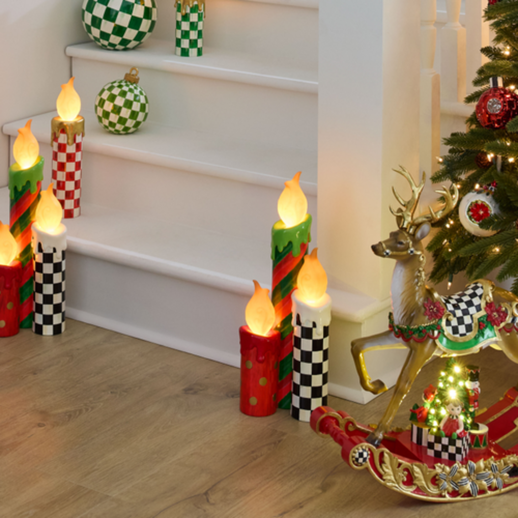 MacKenzie-Childs cozy christmas illuminated melting candle cluster