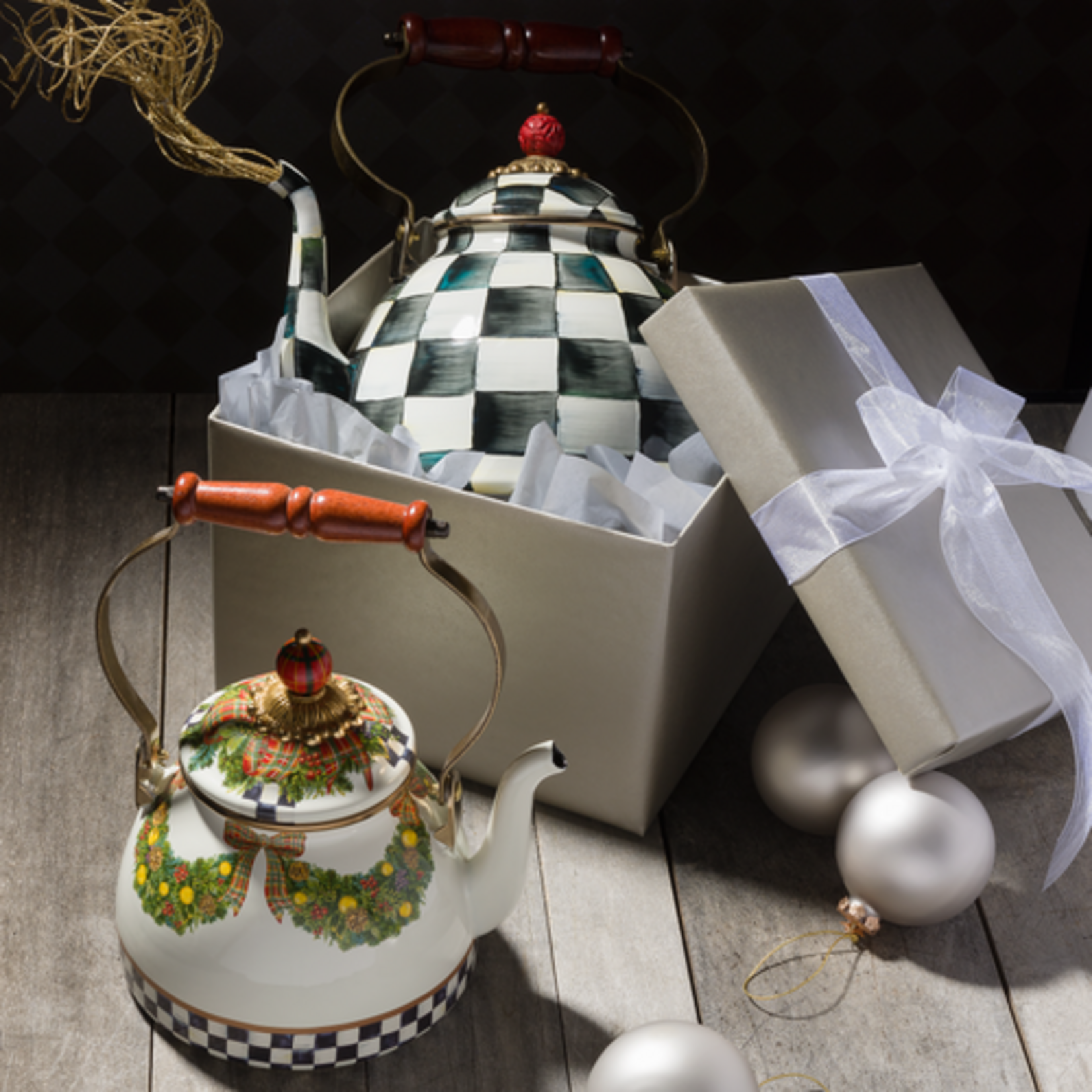 MacKenzie-Childs Courtly Check 3 Quart Tea Kettle