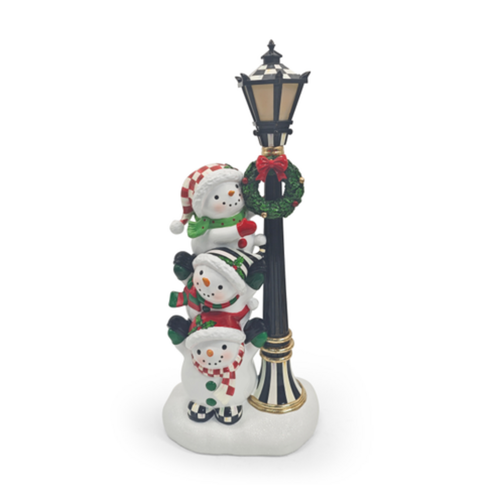 MacKenzie-Childs illuminated snowman lamppost figurine