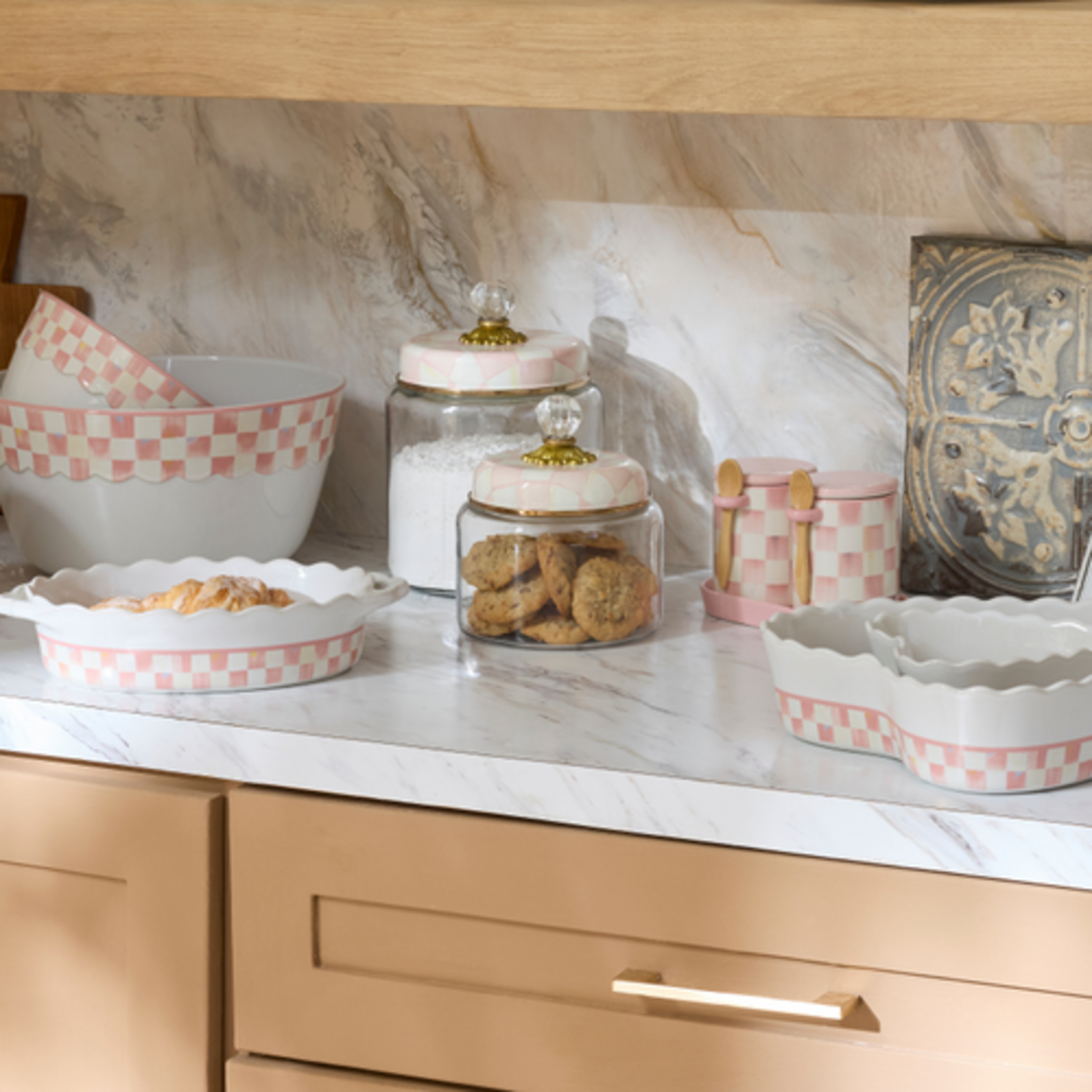 MacKenzie-Childs rosy check small kitchen canister