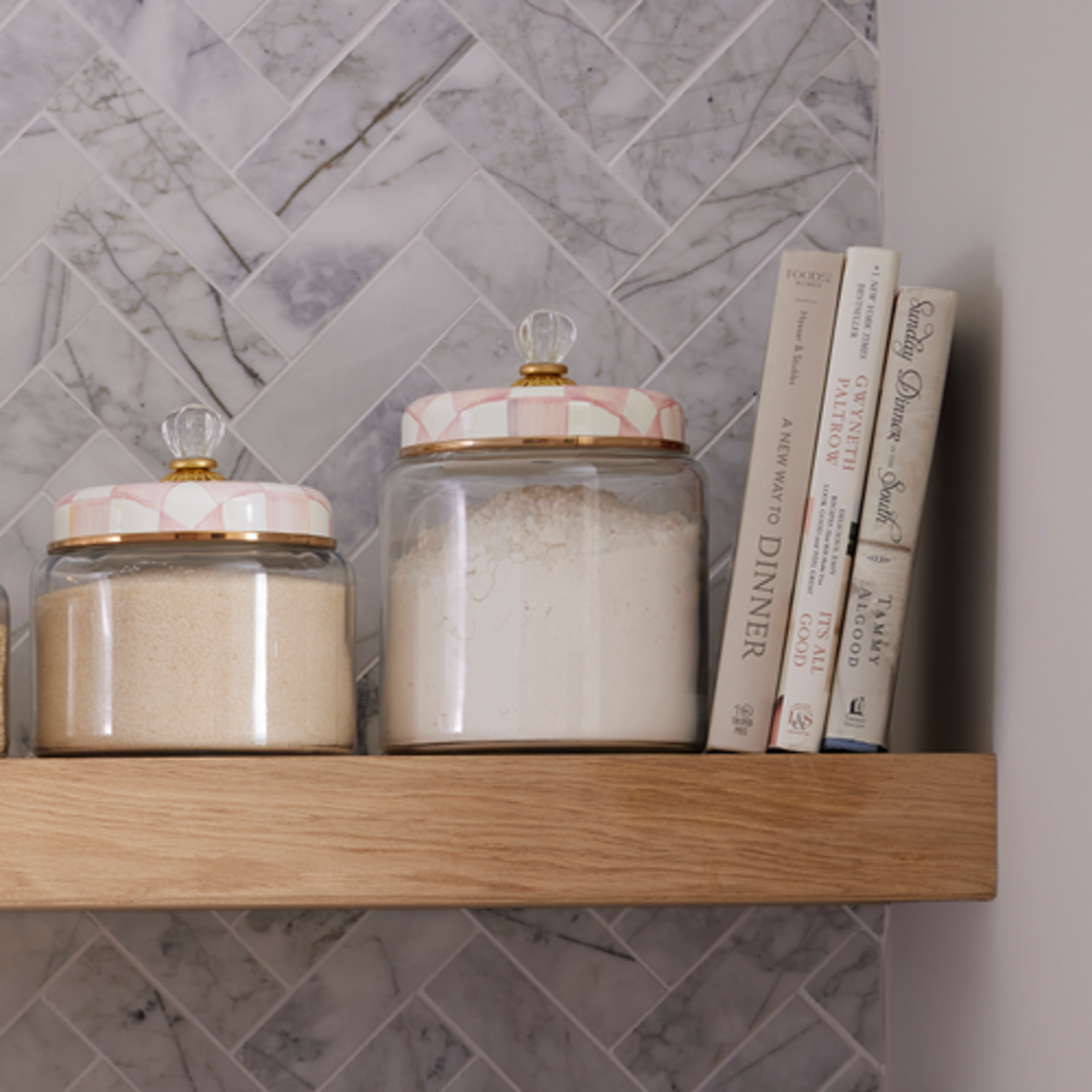 MacKenzie-Childs rosy check large kitchen canister