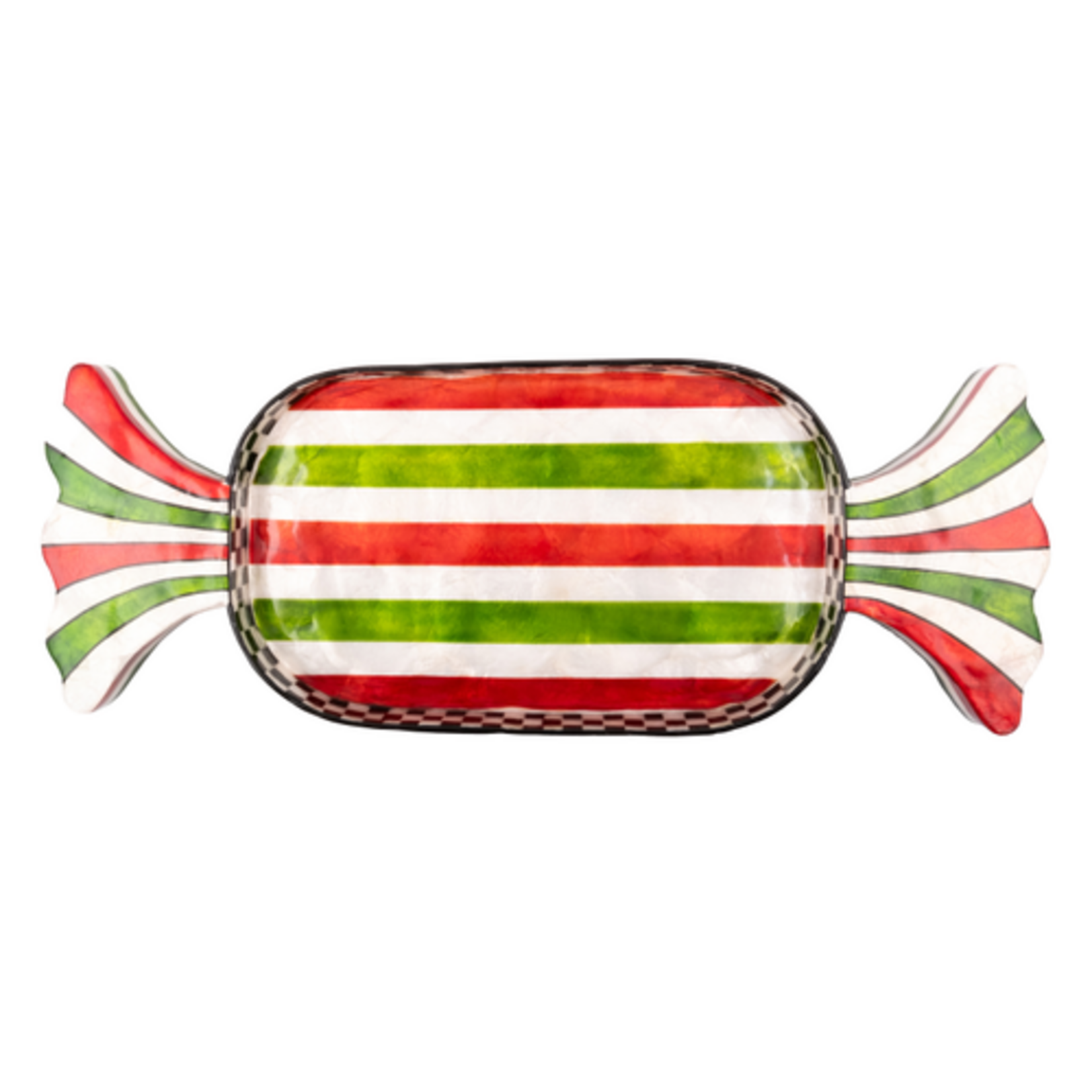 MacKenzie-Childs red & green capiz candy tray