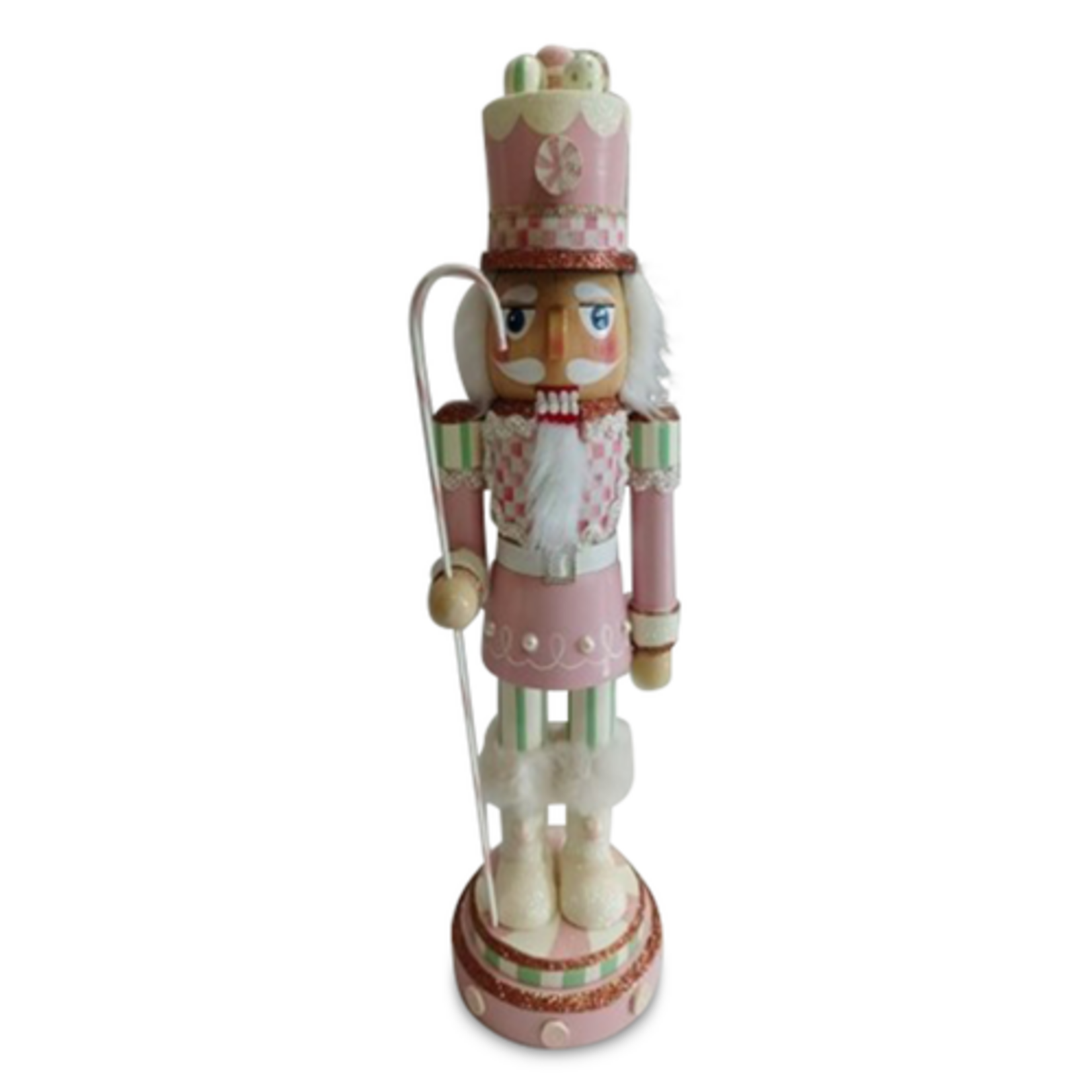 MacKenzie-Childs rosy peppermint wood nutcracker