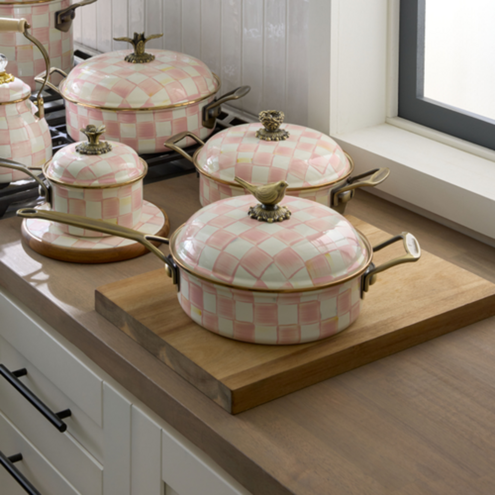 MacKenzie-Childs rosy check 3 qt. saute pan