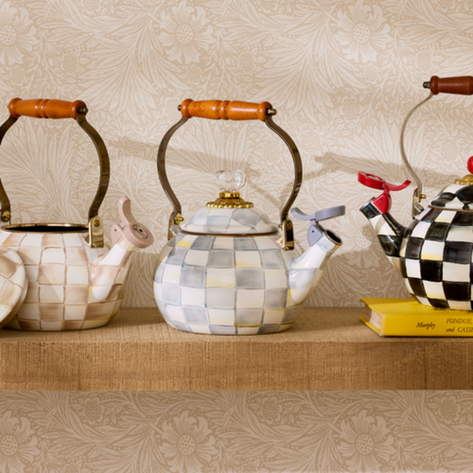 MacKenzie-Childs sterling check whistling tea kettle