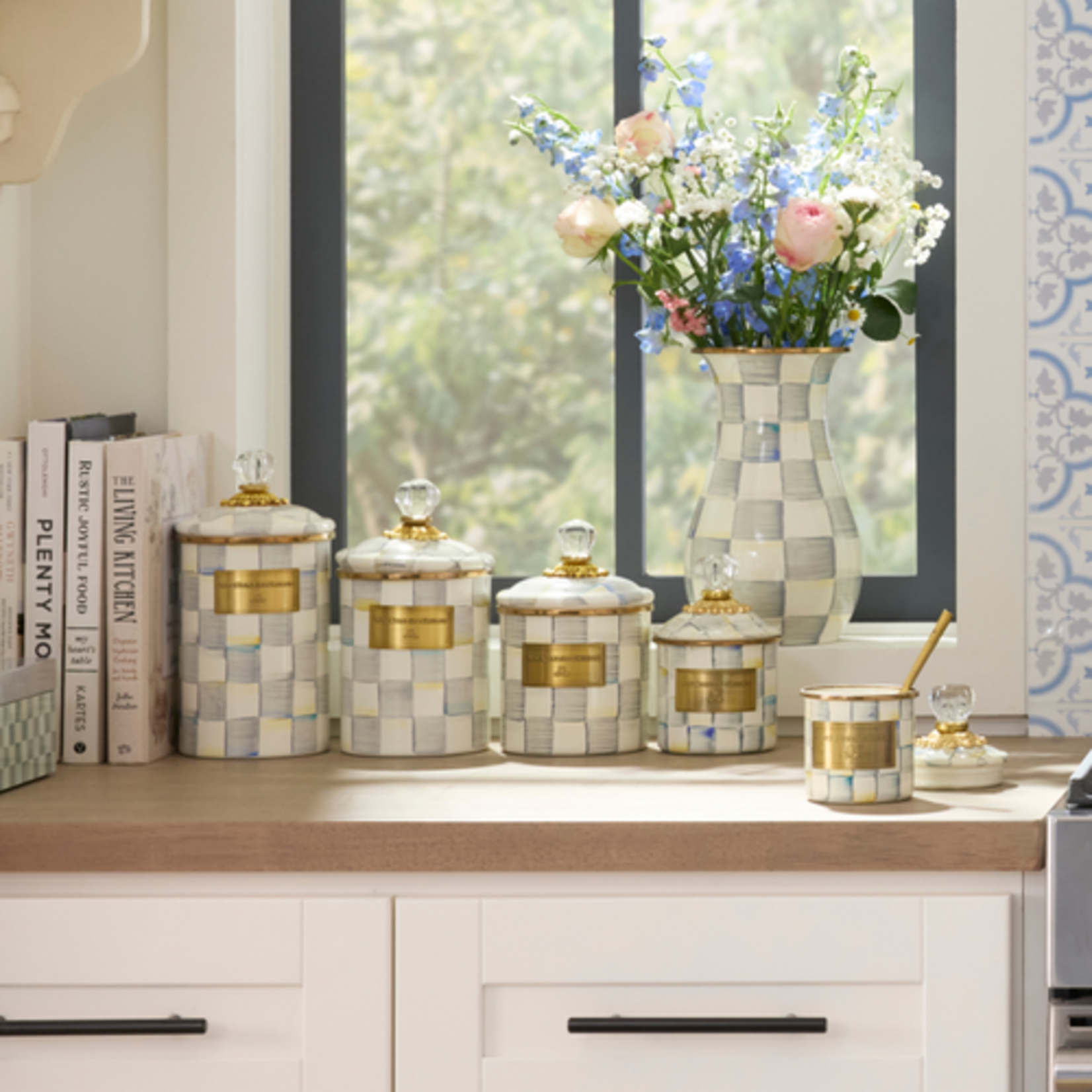MacKenzie-Childs Sterling Check Mini Canister