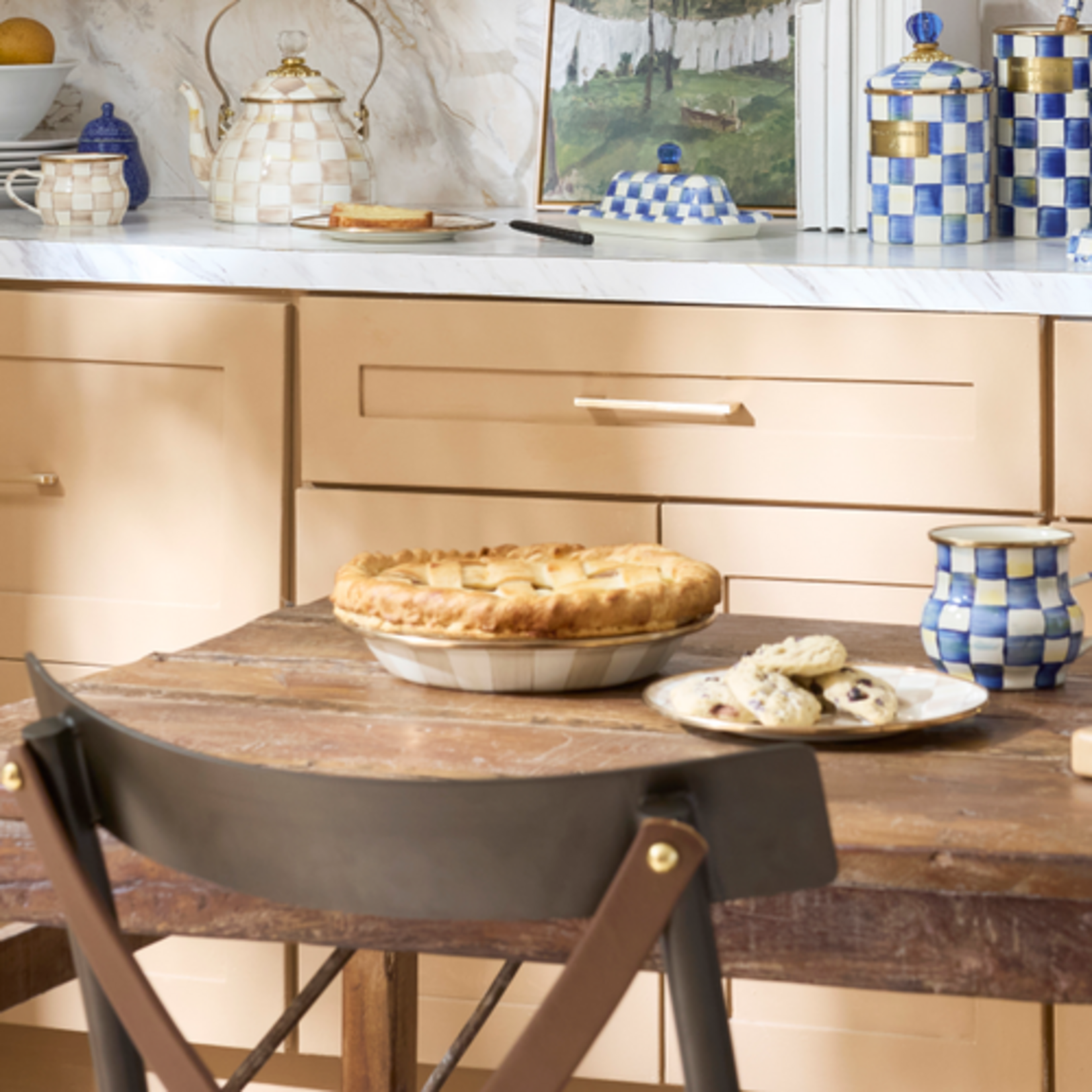 MacKenzie-Childs mocha check pie plate