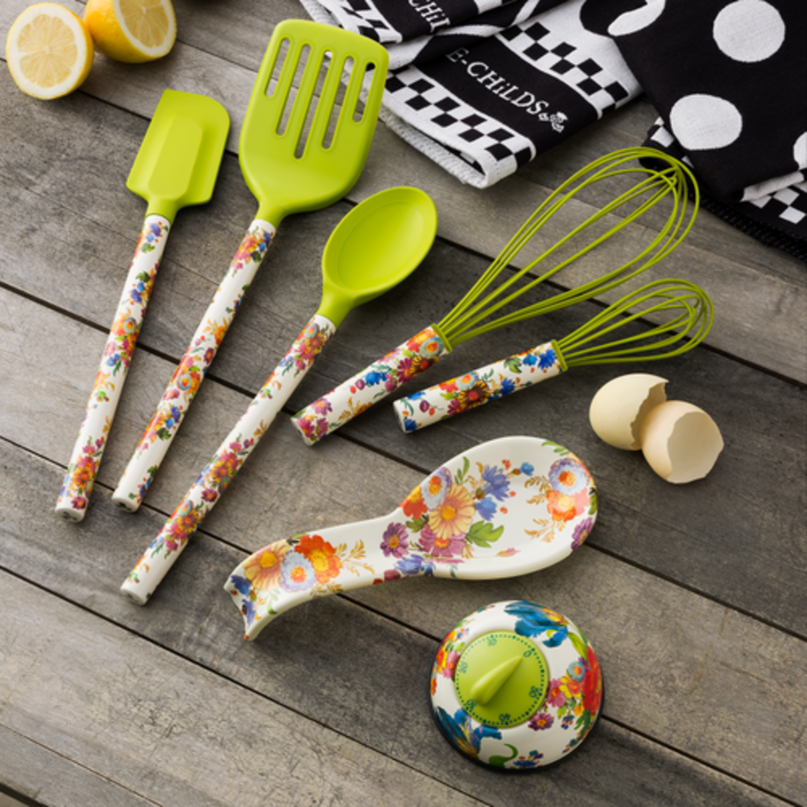 MacKenzie-Childs white flower market spoon rest