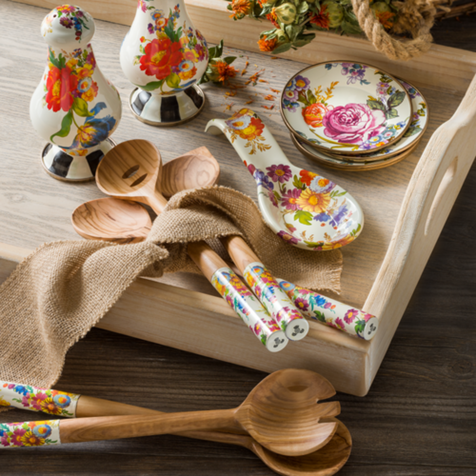 MacKenzie-Childs white flower market spoon rest