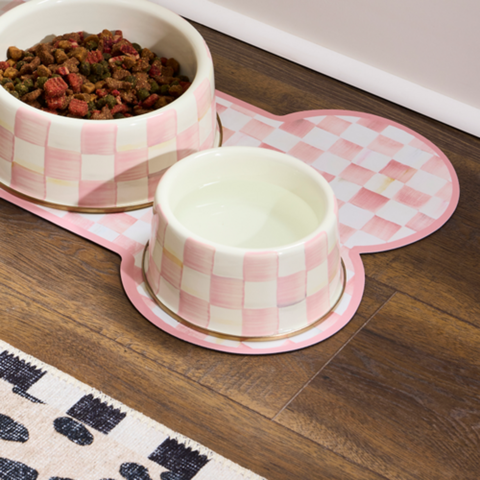 MacKenzie-Childs rosy check medium pet dish