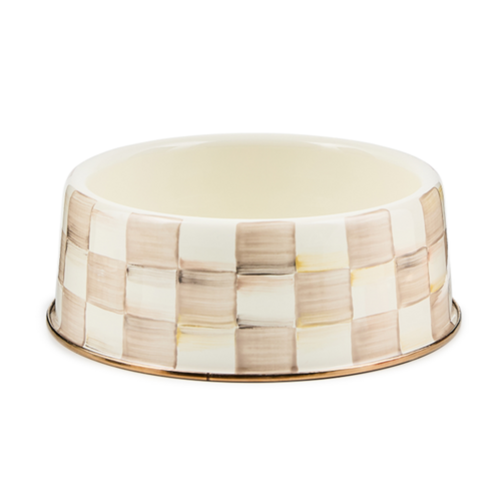 MacKenzie-Childs mocha check large pet dish