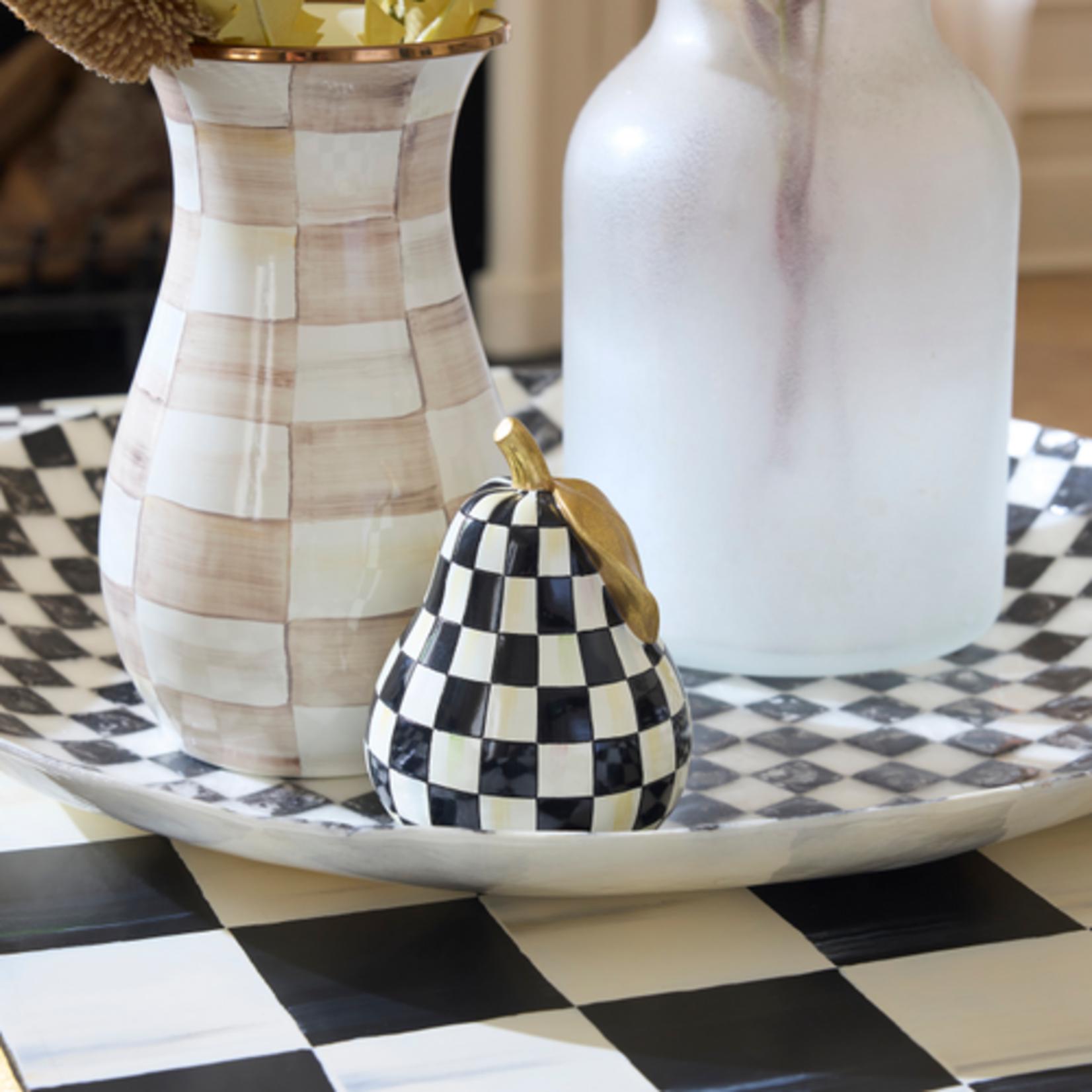 MacKenzie-Childs courtly check capiz decorative bowl