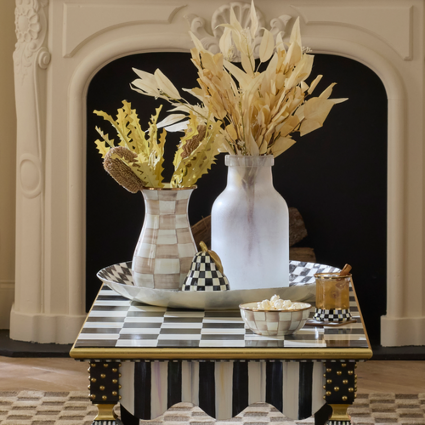 MacKenzie-Childs courtly check capiz decorative bowl