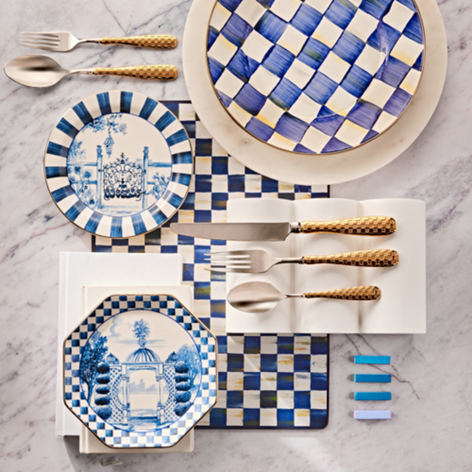 MacKenzie-Childs royal check cork back placemats, set of 4