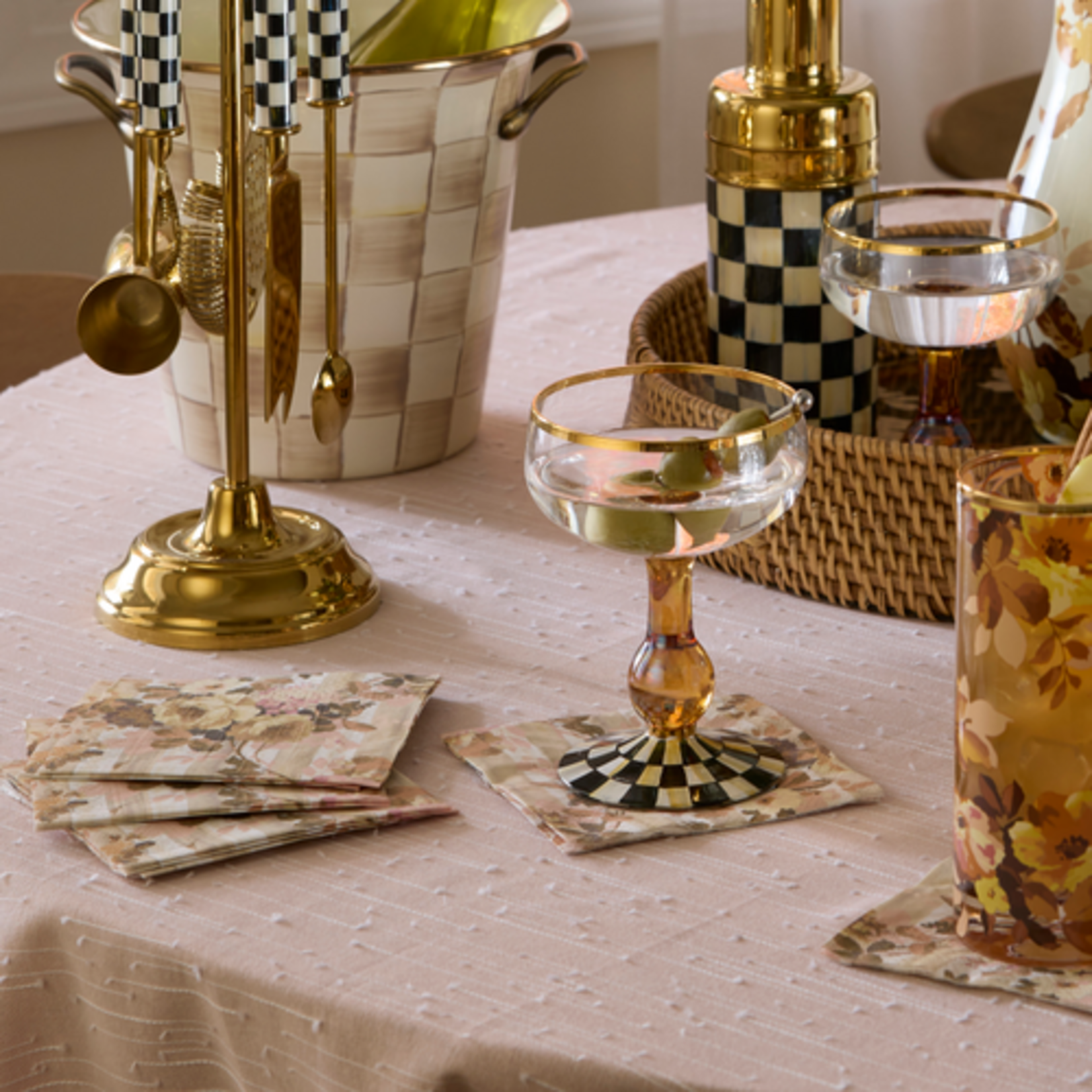 MacKenzie-Childs wild rose cocktail paper napkins